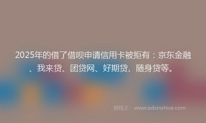 2025年的借了借呗申请信用卡被拒有：京东金融、我来贷、团贷网、好期贷、随身贷等。