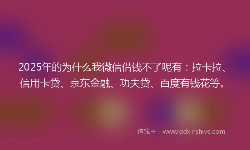 2025年的为什么我微信借钱不了呢有：拉卡拉、信用卡贷、京东金融、功夫贷、百度有钱花等。