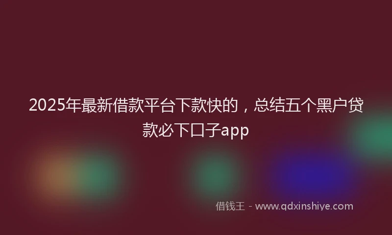 2025年最新借款平台下款快的，总结五个黑户贷款必下口子app