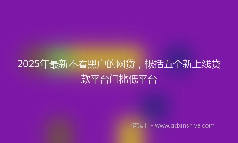 2025年最新不看黑户的网贷，概括五个新上线贷款平台门槛低平台