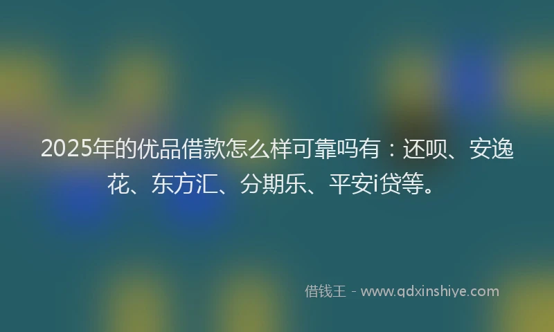 2025年的优品借款怎么样可靠吗有：还呗、安逸花、东方汇、分期乐、平安i贷等。