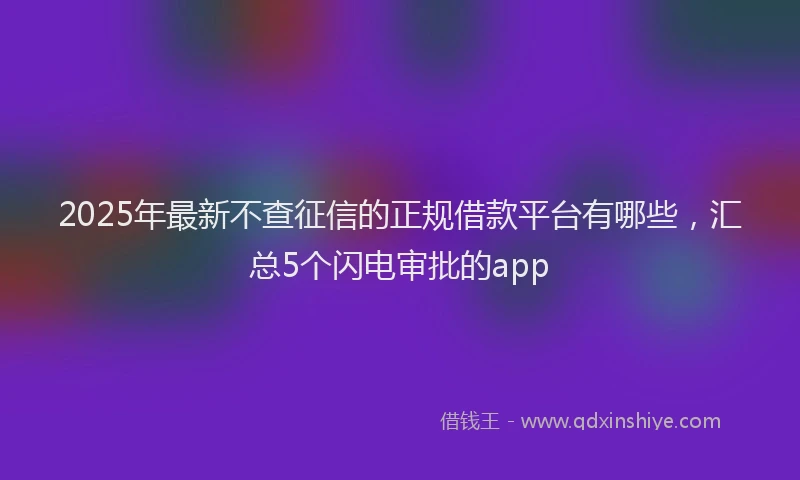 2025年最新不查征信的正规借款平台有哪些，汇总5个闪电审批的app