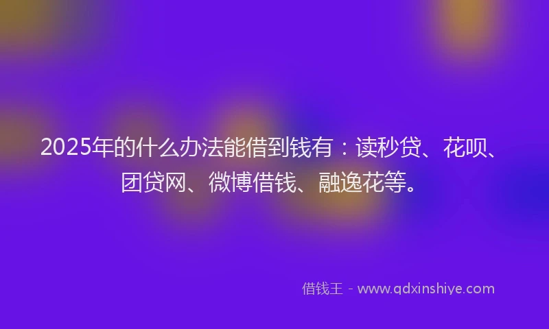 2025年的什么办法能借到钱有：读秒贷、花呗、团贷网、微博借钱、融逸花等。