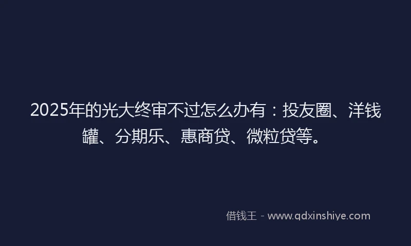 2025年的光大终审不过怎么办有：投友圈、洋钱罐、分期乐、惠商贷、微粒贷等。