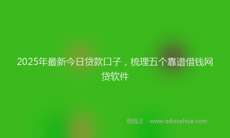 2025年最新今日贷款口子，梳理五个靠谱借钱网贷软件
