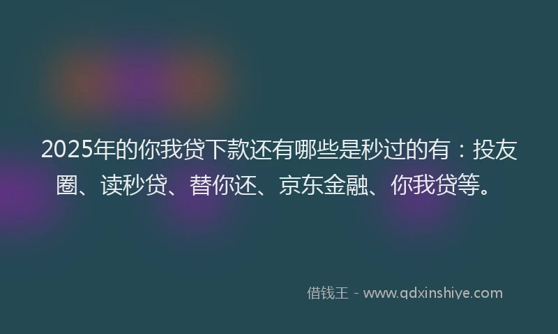 2025年的你我贷下款还有哪些是秒过的有：投友圈、读秒贷、替你还、京东金融、你我贷等。