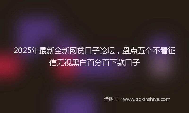 2025年最新全新网贷口子论坛，盘点五个不看征信无视黑白百分百下款口子