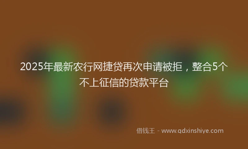 2025年最新农行网捷贷再次申请被拒，整合5个不上征信的贷款平台