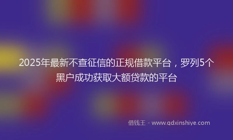 2025年最新不查征信的正规借款平台，罗列5个黑户成功获取大额贷款的平台