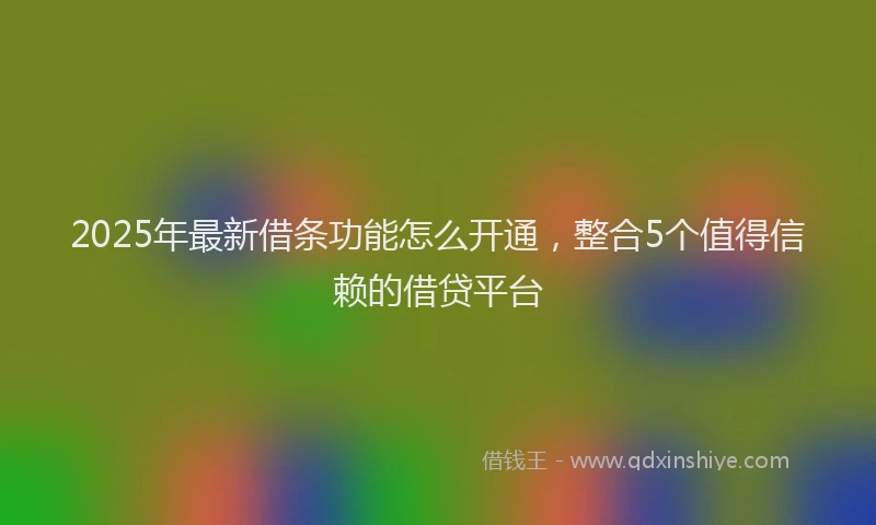 2025年最新借条功能怎么开通，整合5个值得信赖的借贷平台