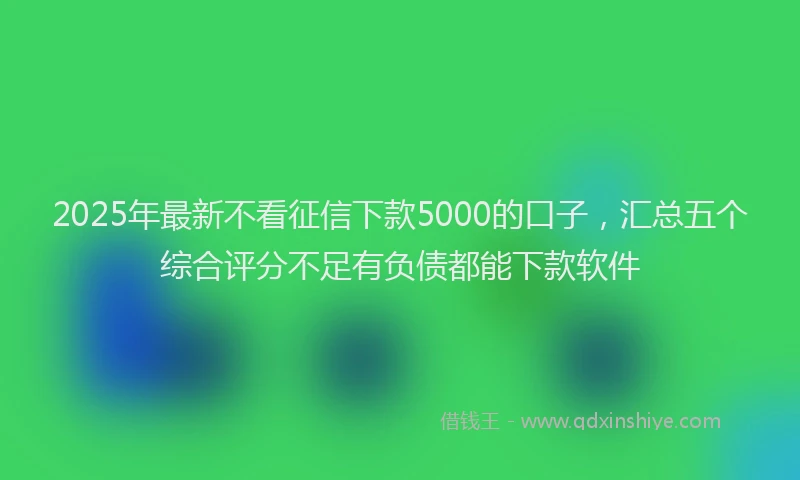 2025年最新不看征信下款5000的口子，汇总五个综合评分不足有负债都能下款软件