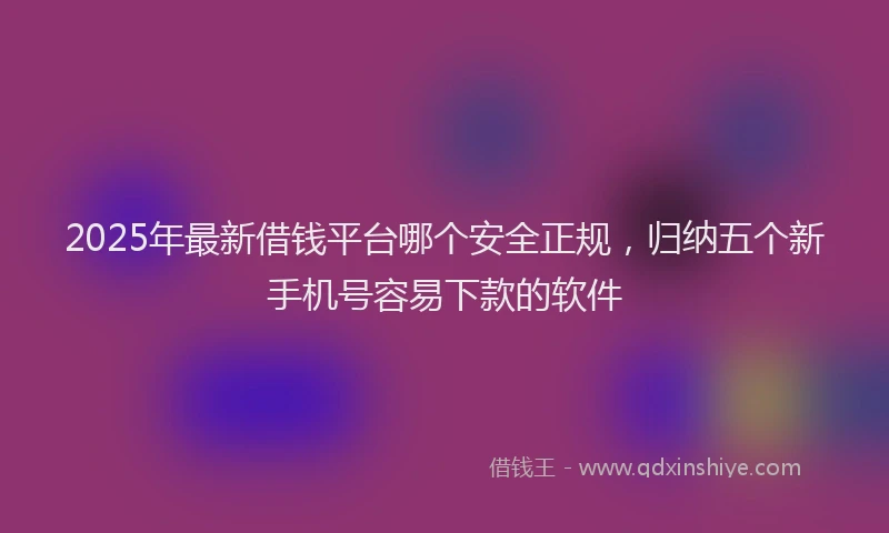2025年最新借钱平台哪个安全正规，归纳五个新手机号容易下款的软件