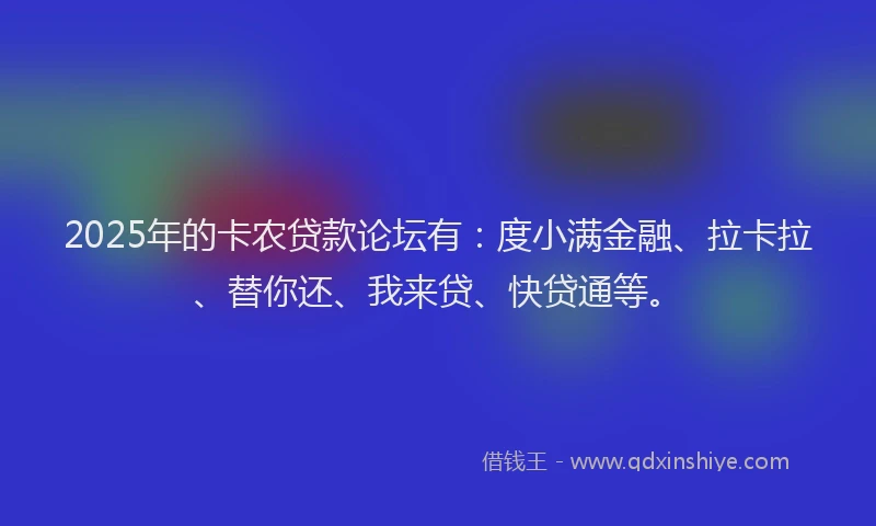 2025年的卡农贷款论坛有：度小满金融、拉卡拉、替你还、我来贷、快贷通等。