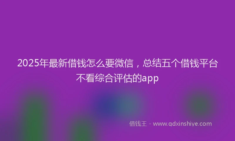 2025年最新借钱怎么要微信，总结五个借钱平台不看综合评估的app