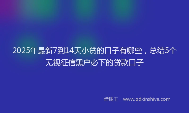 2025年最新7到14天小贷的口子有哪些，总结5个无视征信黑户必下的贷款口子