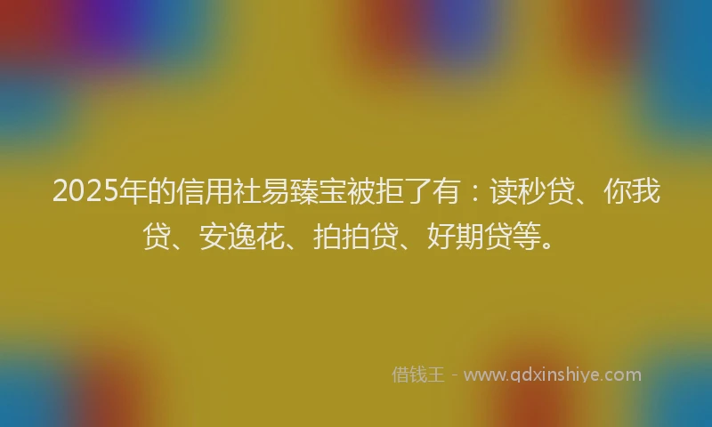 2025年的信用社易臻宝被拒了有：读秒贷、你我贷、安逸花、拍拍贷、好期贷等。