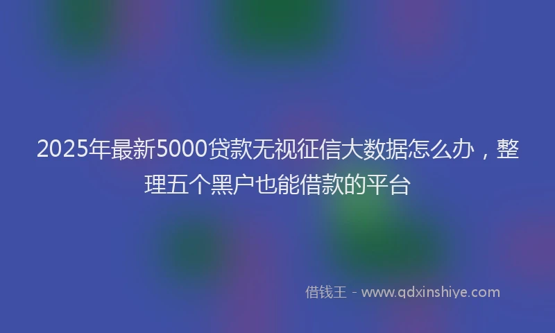 2025年最新5000贷款无视征信大数据怎么办，整理五个黑户也能借款的平台