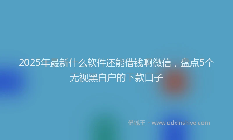 2025年最新什么软件还能借钱啊微信，盘点5个无视黑白户的下款口子
