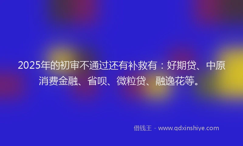 2025年的初审不通过还有补救有：好期贷、中原消费金融、省呗、微粒贷、融逸花等。
