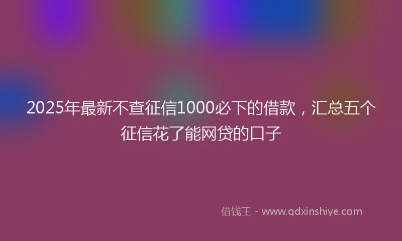 2025年最新不查征信1000必下的借款，汇总五个征信花了能网贷的口子