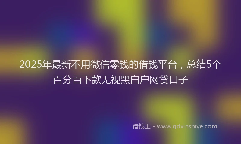 2025年最新不用微信零钱的借钱平台，总结5个百分百下款无视黑白户网贷口子