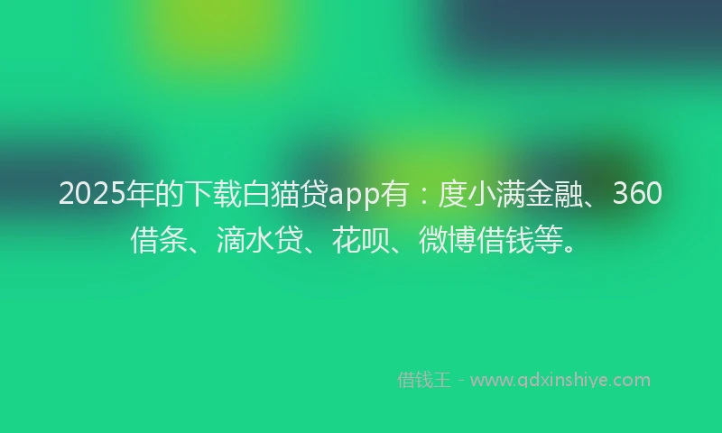2025年的下载白猫贷app有：度小满金融、360借条、滴水贷、花呗、微博借钱等。
