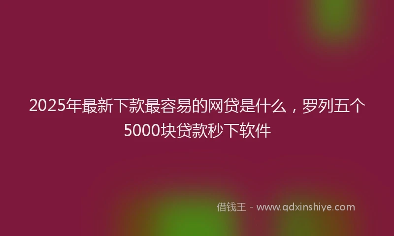 2025年最新下款最容易的网贷是什么，罗列五个5000块贷款秒下软件
