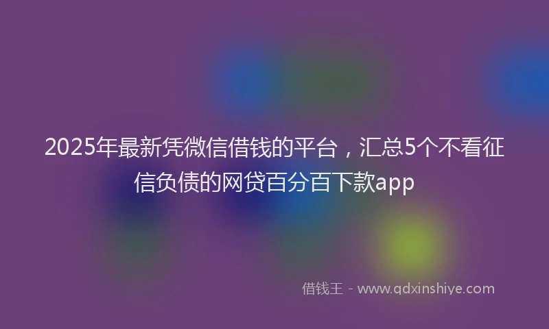 2025年最新凭微信借钱的平台，汇总5个不看征信负债的网贷百分百下款app