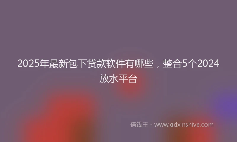 2025年最新包下贷款软件有哪些，整合5个2024放水平台