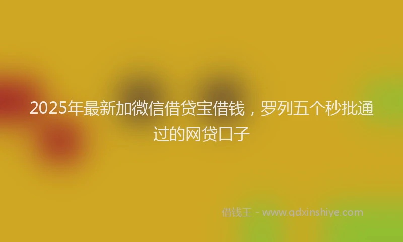 2025年最新加微信借贷宝借钱，罗列五个秒批通过的网贷口子