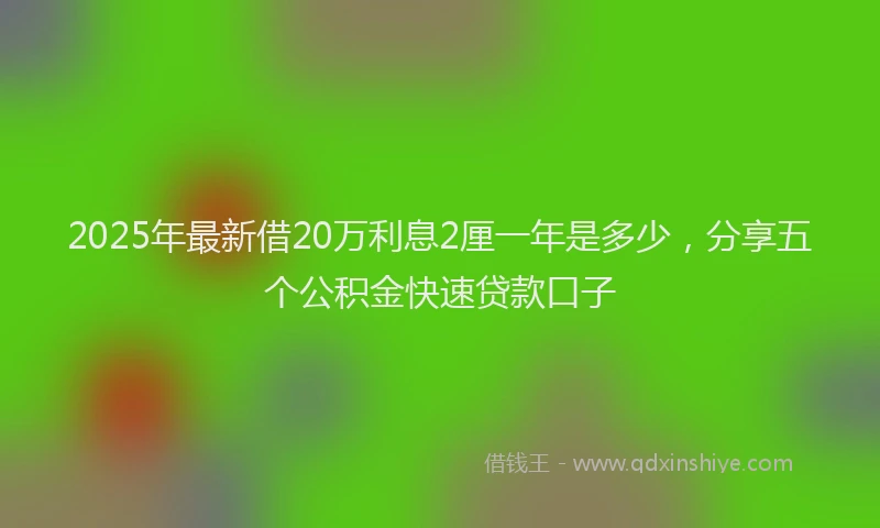 2025年最新借20万利息2厘一年是多少，分享五个公积金快速贷款口子