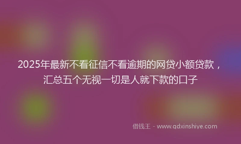 2025年最新不看征信不看逾期的网贷小额贷款，汇总五个无视一切是人就下款的口子