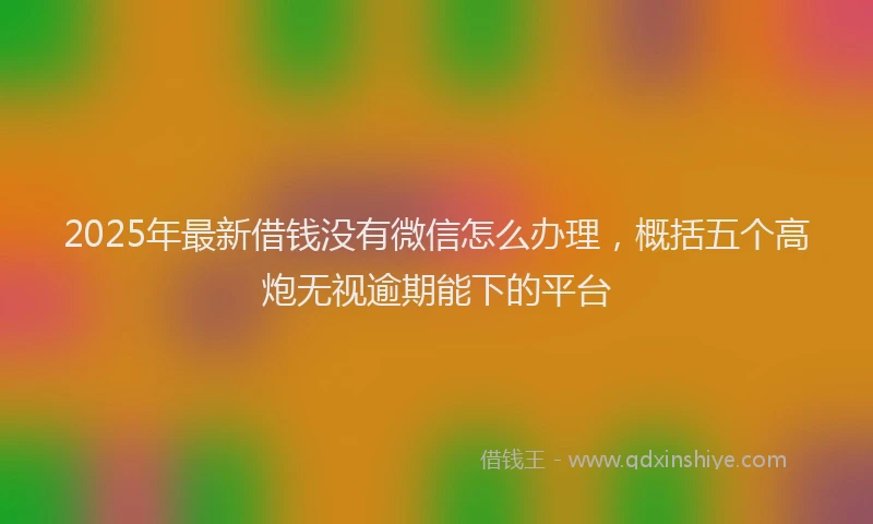 2025年最新借钱没有微信怎么办理，概括五个高炮无视逾期能下的平台