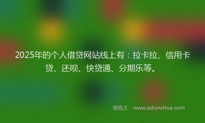 2025年的个人借贷网站线上有：拉卡拉、信用卡贷、还呗、快贷通、分期乐等。
