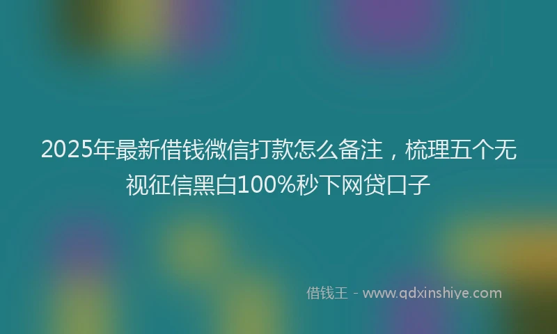 2025年最新借钱微信打款怎么备注，梳理五个无视征信黑白100%秒下网贷口子