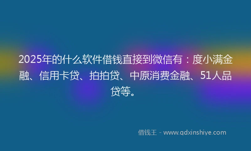 2025年的什么软件借钱直接到微信有：度小满金融、信用卡贷、拍拍贷、中原消费金融、51人品贷等。