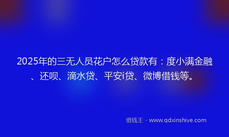 2025年的三无人员花户怎么贷款有：度小满金融、还呗、滴水贷、平安i贷、微博借钱等。