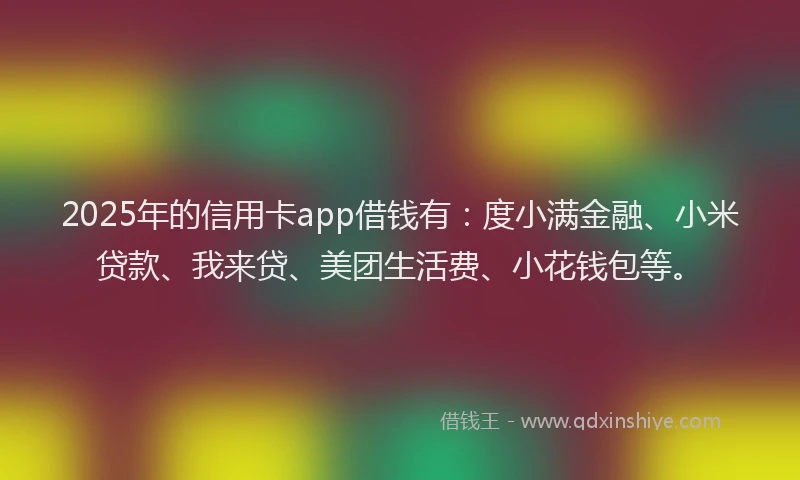 2025年的信用卡app借钱有：度小满金融、小米贷款、我来贷、美团生活费、小花钱包等。