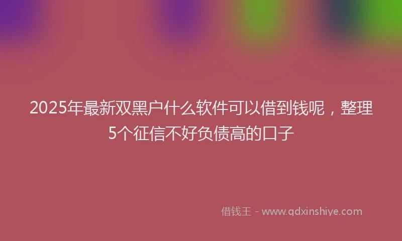 2025年最新双黑户什么软件可以借到钱呢，整理5个征信不好负债高的口子