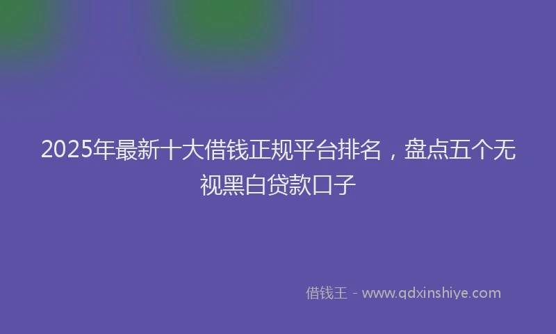 2025年最新十大借钱正规平台排名，盘点五个无视黑白贷款口子