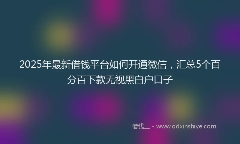 2025年最新借钱平台如何开通微信，汇总5个百分百下款无视黑白户口子