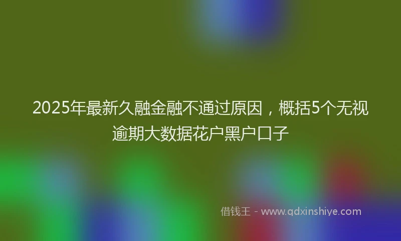 2025年最新久融金融不通过原因，概括5个无视逾期大数据花户黑户口子