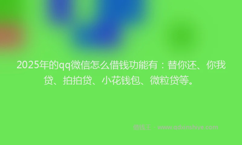 2025年的qq微信怎么借钱功能有：替你还、你我贷、拍拍贷、小花钱包、微粒贷等。