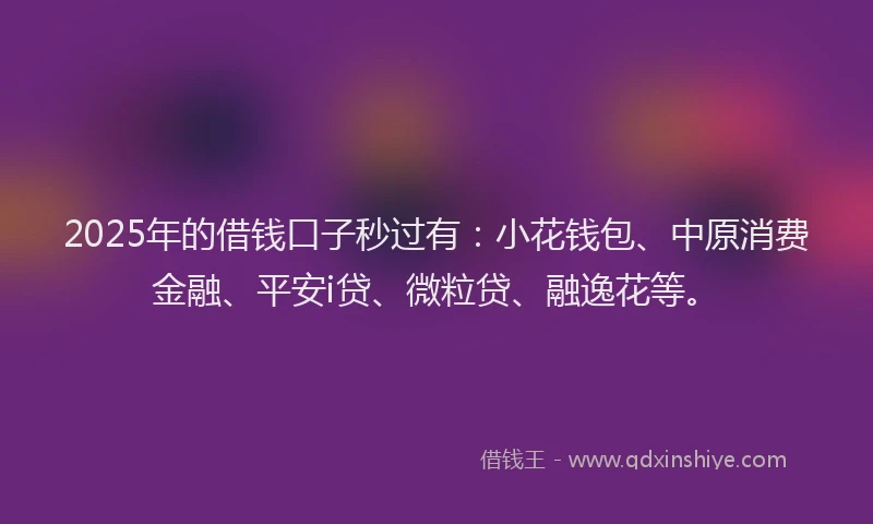 2025年的借钱口子秒过有：小花钱包、中原消费金融、平安i贷、微粒贷、融逸花等。