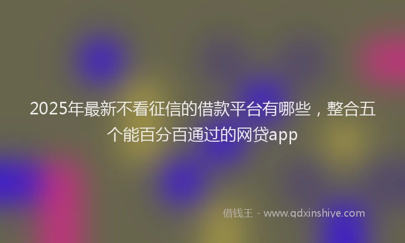 2025年最新不看征信的借款平台有哪些，整合五个能百分百通过的网贷app