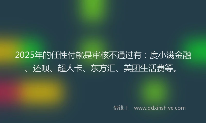 2025年的任性付就是审核不通过有：度小满金融、还呗、超人卡、东方汇、美团生活费等。
