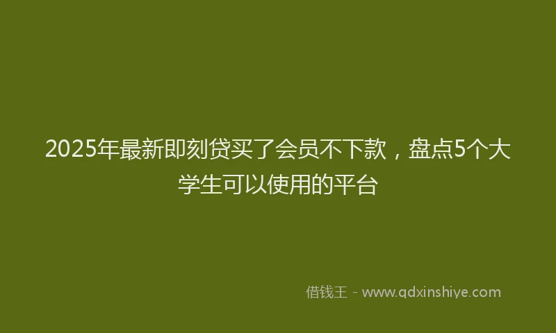 2025年最新即刻贷买了会员不下款，盘点5个大学生可以使用的平台