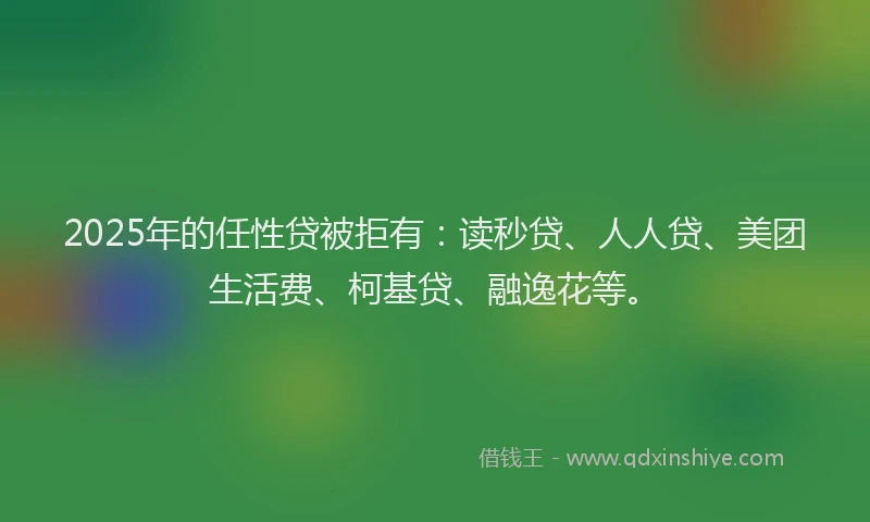 2025年的任性贷被拒有：读秒贷、人人贷、美团生活费、柯基贷、融逸花等。