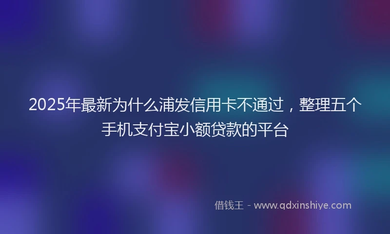 2025年最新为什么浦发信用卡不通过，整理五个手机支付宝小额贷款的平台
