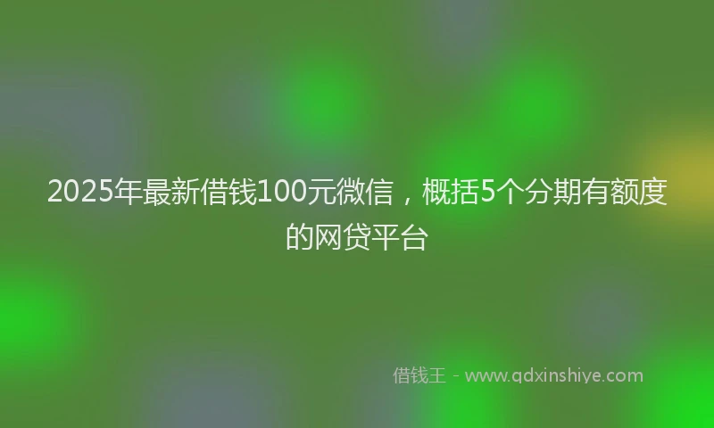2025年最新借钱100元微信，概括5个分期有额度的网贷平台